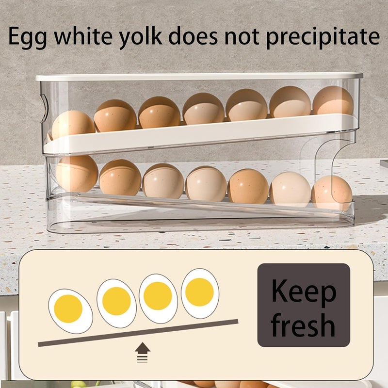 Sipobuy Auto Rolling Egg Holder for Fridge, Egg Dispenser/Organizer/Storage/Container with Lid for Refrigerator, Sturdy and Durable Space-Saving Egg Tray for 12 Large Eggs - Image 5